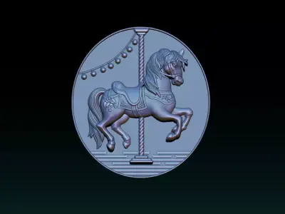 Whimsical Carousel Horse Relief 3D print model