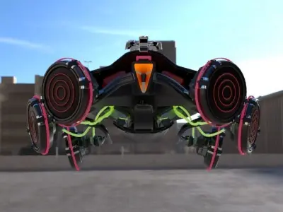 Drone model futuristic vehicle flying in air Free low-poly 3D model