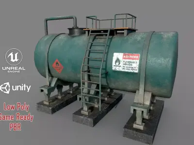 Industrial Old Tank Low-poly 3D model