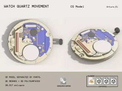 WATCH QUARTZ MOVEMENT 3D model