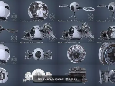 SciFi Drone Megapack 3D Model Collection