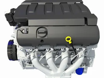 Lowpoly V8 Engine Low Poly 3D model