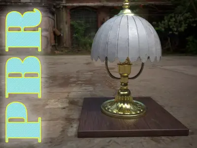 Old table lamp antique Low-poly 3D model