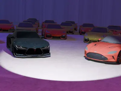 Luxury Sports Car 3D Model - 4K PBR Textures - Game Ready Low-poly 3D model