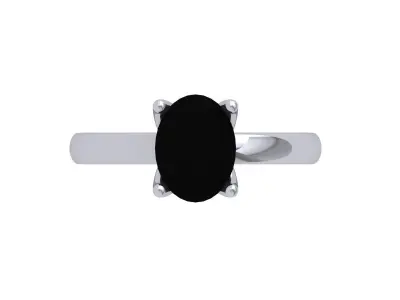 Oval Solitaire Ring 3D print model 5