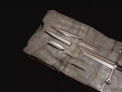 The shards of Narsil and Anduril from The Lord of the Rings 3D model