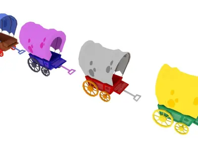 CARTOON WAGONS Low-poly 3D model