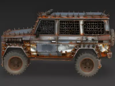 Post-Apocalyptic Armored SUV 3D Model Low-poly 3D model