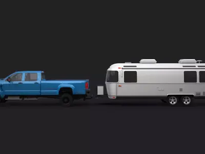 Airstream Trailer and Pickup 3D model