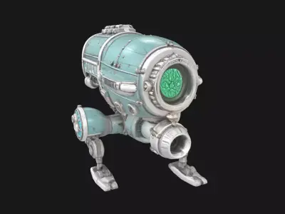Abstract Sci-Fi Machine Futuristic Cybernetic Mechanism Low-poly 3D model