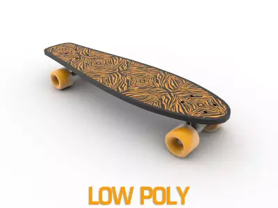 Skateboard with zebra pattern Low-poly 3D model