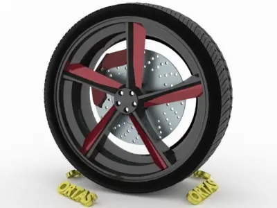 ORTAS CAR WHEEL RIM 124 GAME READY WHEEL RIM TIRE 3D model