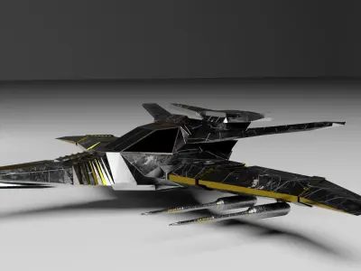 Fighter Spaceship low poly 4k texture Low-poly 3D model