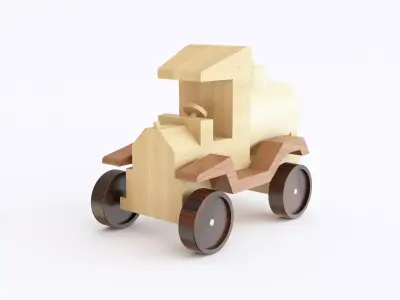 Wooden toy tank truck 03 3D model