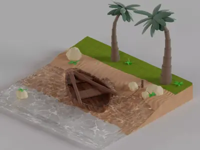 Boat on the beach 3D model