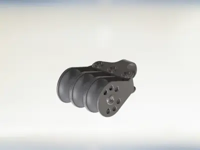 Triple pulley block 6mm rope 3D model