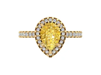 Pear Solitaire Ring 3D print model 11