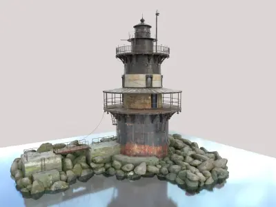 The Old Lighthouse with Rocky Surroundings 3D model