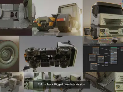 2-Axis Truck High and Low-Poly Version 3D Model Pack