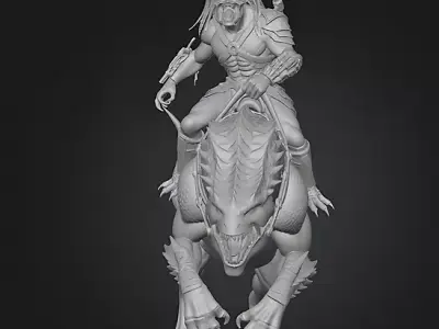 Predator Riding Beast Figure STL 3D print model