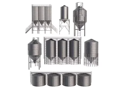 Grain Silo collection  3D model