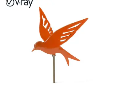 Metal Bird Silhouette Model Pack for Garden Decor Low-poly 3D model
