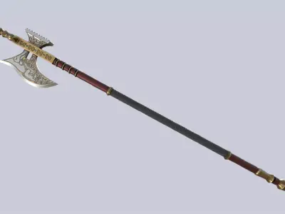 Fantasy halberd Low-poly 3D model get