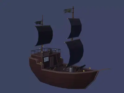 Pirate ship  Low-poly 3D model