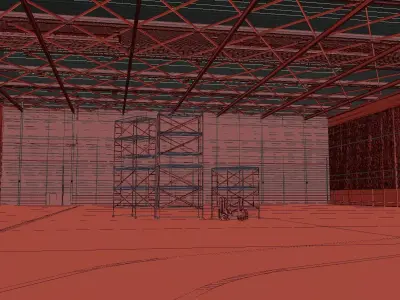 3D model of exhibition hall industrial warehouse 3D model