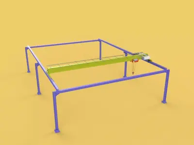 GIRDER OVERHEAD BRIDGE CRANE GANTRY HOIST 3D model