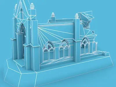 Medieval Building 58 Cathedral Ruins Low-poly 3D model