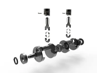 Motorcycle Piston and Crankshaft 3D model