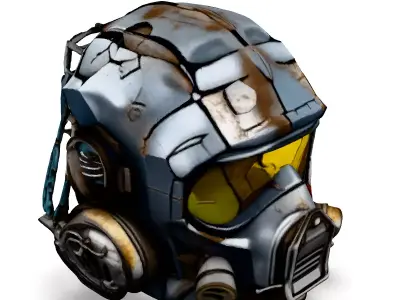 SciFi Helmet with Cracked Visor Low-poly 3D model