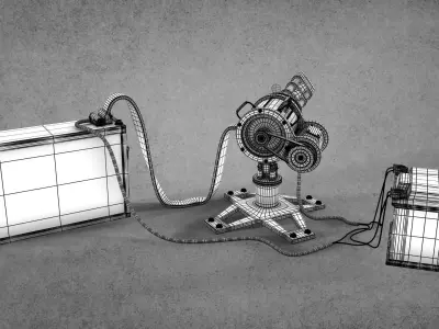 Minigun machine with battery Low-poly 3D model