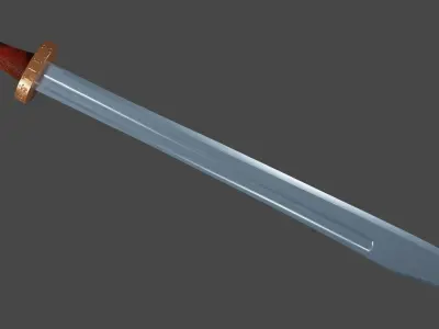 Grossmesser sword with Spatha handle Low-poly 3D model