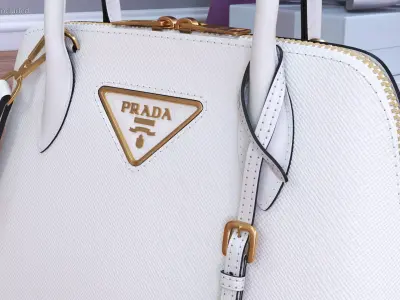 Leather White Bag Prada Promenade 3D model