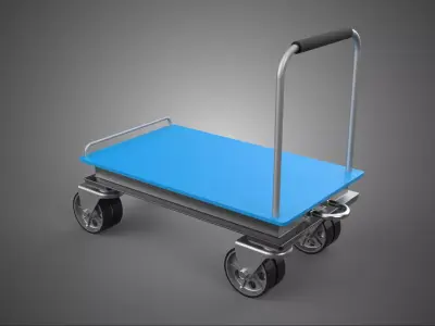 INDUSTRIAL PLATFORM DOLLY CART TROLLEY PALLET BARROW TRANSPORT 4 3D model
