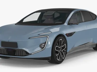 Avatr 12 EV Blue Color with Headlights On 3D model