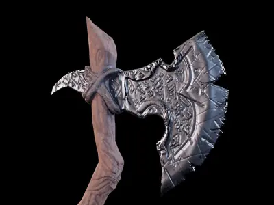 Viking Axe Low-poly 3D model 4