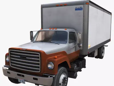 80s box truck Low-poly 3D model
