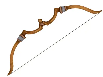 Stylized Medieval Longbow Low-poly 3D model