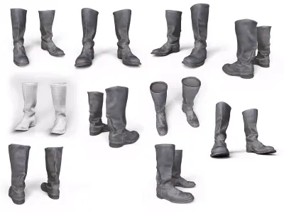 Collection of boots and shoes Low-poly 3D model