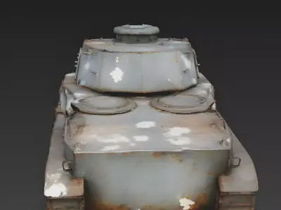 Realistic Wrecked Vintage Light Tank 3D Model Low-poly 3D model