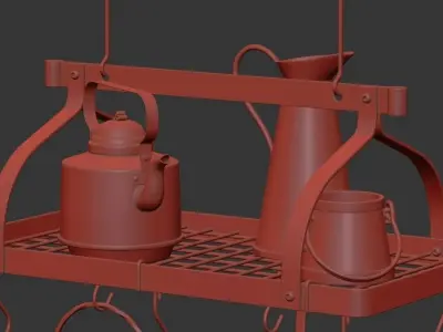 Enclume Grande Cuisine Rectangular Ceiling Pot Rack 3D model