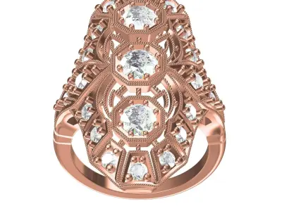 Antique Art Deco Filigree Engagement Ring 3 3D print model