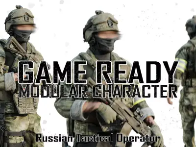 MILITARY Game Ready Character Russian Tactical Soldier Low-poly 3D model