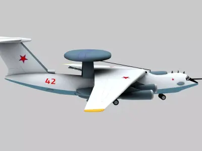 Lowpoly A-50 Mainstay Aircraft 3D Model Low-poly 3D model