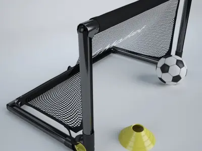 Portable Soccer Goal and Soccer Ball with Training Cone 3D print model