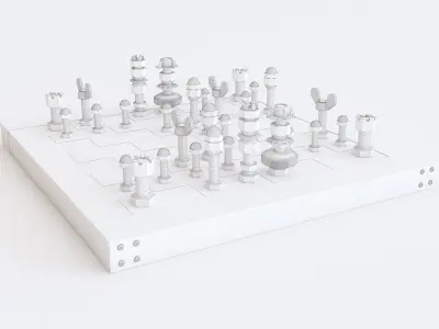 Chess of bolts and nuts 3D model