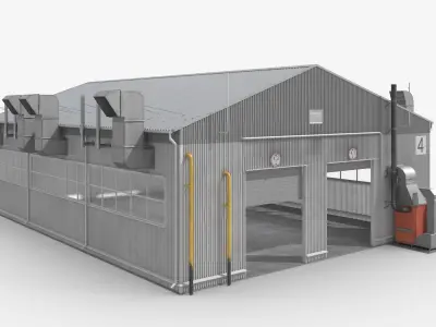 Manufacturing Plant Simplified Rigged 3D model